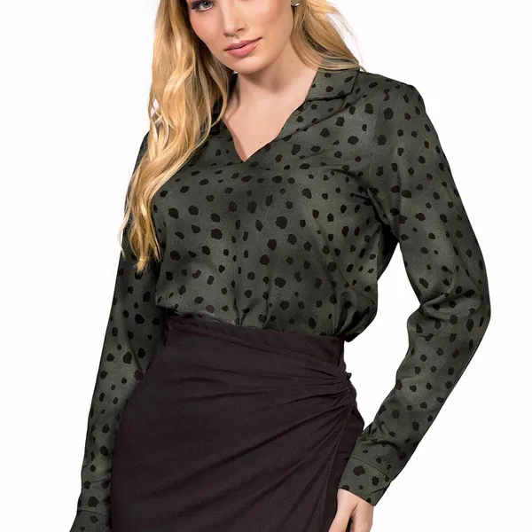 CAMISA SILK COM COLARINHO VERDE MILITAR MIRA VEST