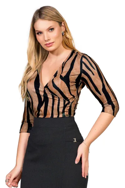 BLUSA COM RECORTE TRANSVERSAL CASTANHA MIRA VEST