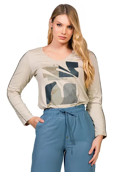 BLUSA DETALHADA COM JERSEY FOIL AREIA MIRA VEST