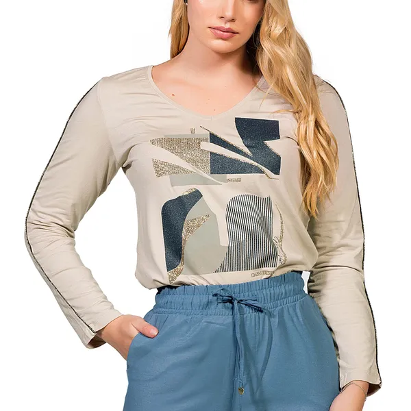BLUSA DETALHADA COM JERSEY FOIL AREIA MIRA VEST