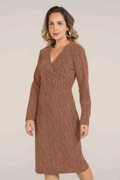 VESTIDO CHANEL DECOTE V COBRE MIRA VEST