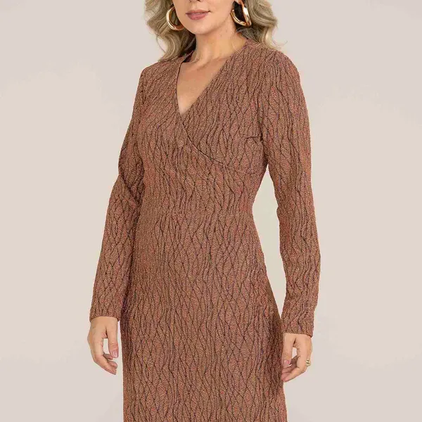 VESTIDO CHANEL DECOTE V COBRE MIRA VEST