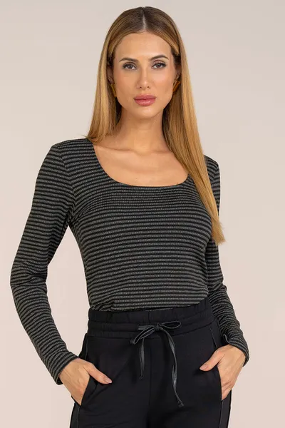BLUSA MANGA LONGA COM DECOTE EM U GRAFITE MIRA VES