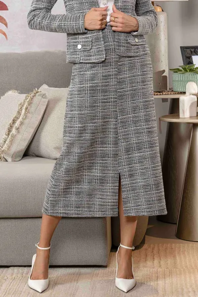 SAIA MIDI EM TWEED COM LUREX PRETO MIRA VEST