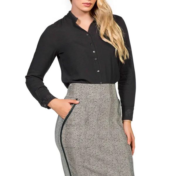 SAIA SECRETÁRIA JACQUARD OFF PRETO MIRA VEST