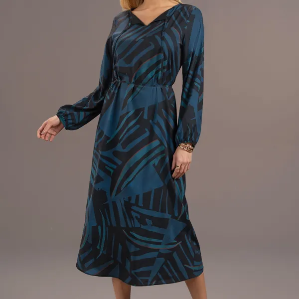 VESTIDO MIDI DECOTE V PETROLEO MIRA VEST
