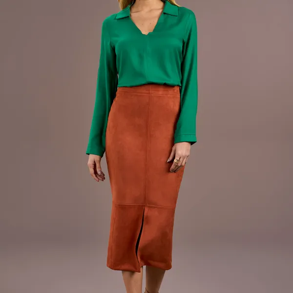 CAMISA DECOTE V MANGA LONGA VERDE MIRA VEST