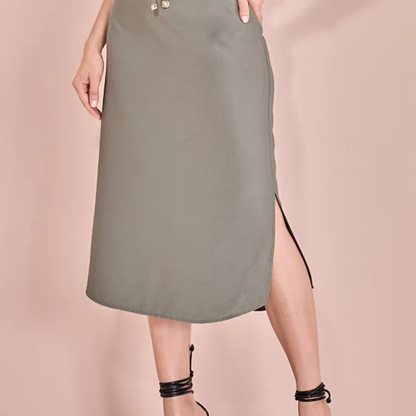 SAIA MIDI COM FENDA E CINTO MIRA VEST
