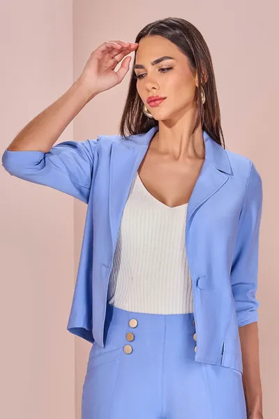 BLAZER MANGA 3/4 FRANZIDO OMBREIRAS MIRA VEST