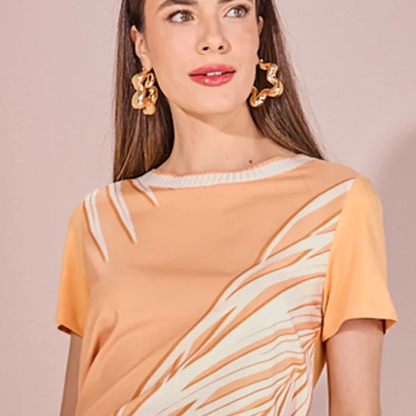 BLUSA MANGA CURTA DECOTE RIBANA CANOA