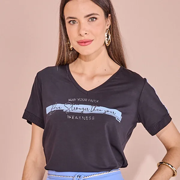 T-SHIRT MANGA CURTA DECOTE V MIRA VEST