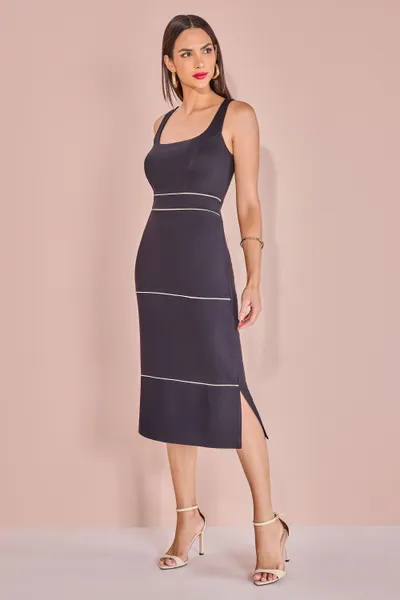 VESTIDO MIDI SEM MANGA FENDAS MIRA VEST