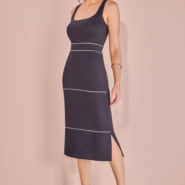 VESTIDO MIDI SEM MANGA FENDAS MIRA VEST