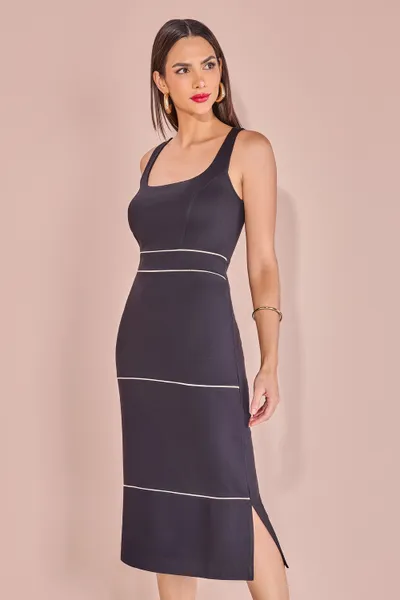 VESTIDO MIDI SEM MANGA FENDAS MIRA VEST