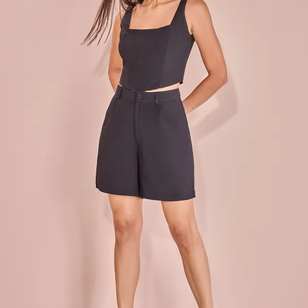 CONJUNTO CROPPED SEM MANGA BERMUDA MIRA VEST