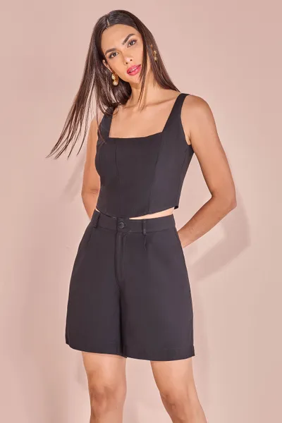 CONJUNTO CROPPED SEM MANGA BERMUDA MIRA VEST