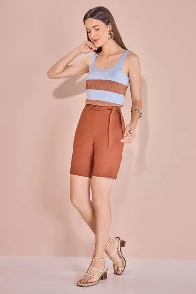BLUSA ALÇA DECOTE QUADRADO LISTRADA MIRA VEST