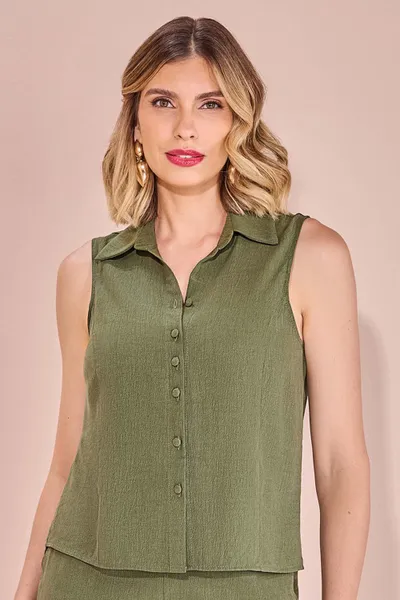 CONJUNTO CAMISA SEM MANGA BERMUDA MIRA VEST CONJUNTO CAMISA SEM MANGA BERMUDA MIRA VEST