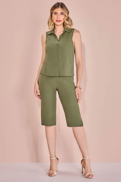 CONJUNTO CAMISA SEM MANGA BERMUDA MIRA VEST