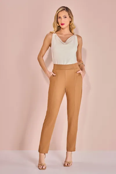 CALÇA SLIM COM ELÁSTICO E BOLSO MIRA VEST