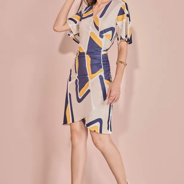 VESTIDO MANGA CURTA DECOTE TRANSPASSADO MIRA VEST