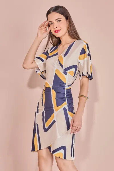VESTIDO MANGA CURTA DECOTE TRANSPASSADO MIRA VEST