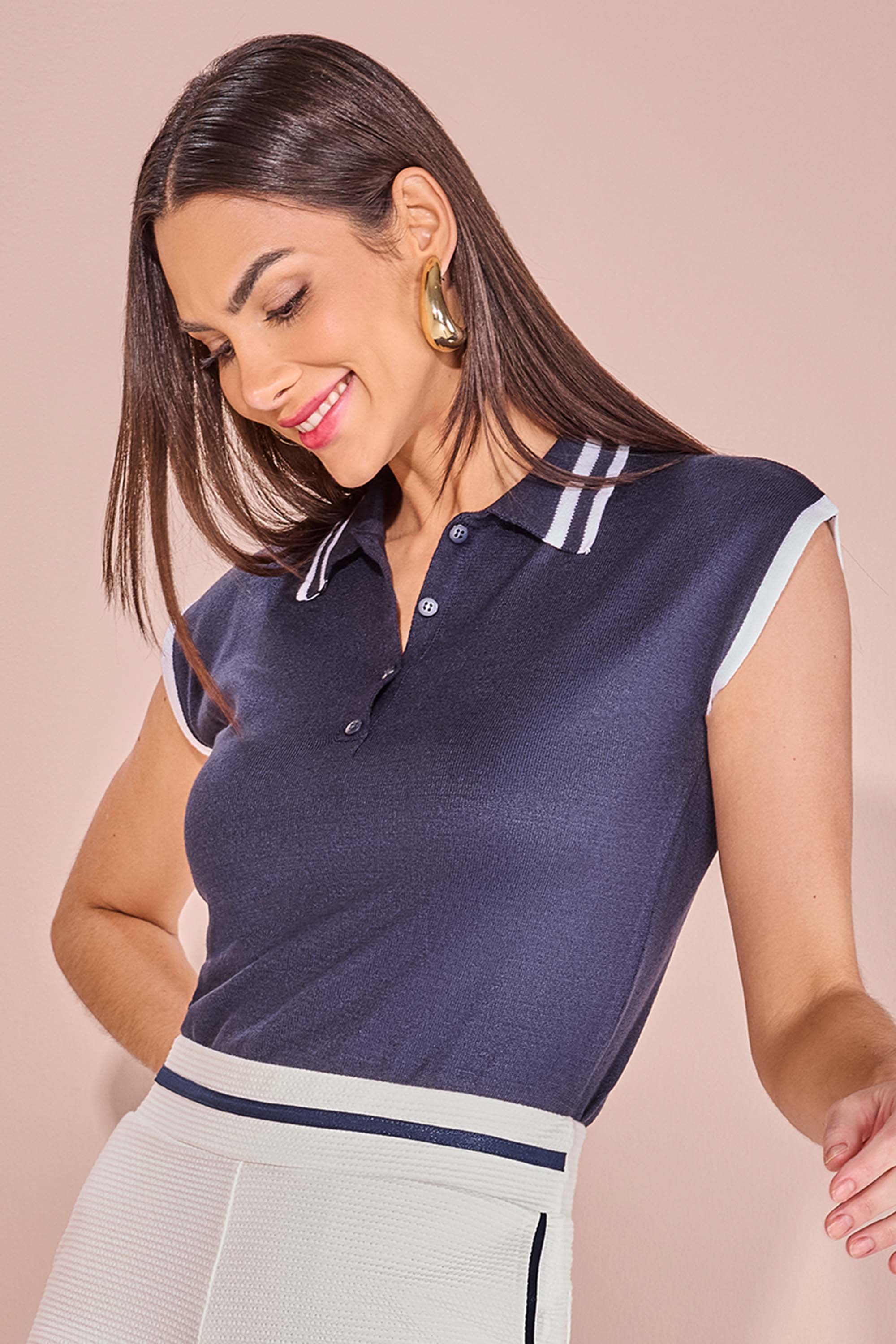 BLUSA MANGA JAPONESA GOLA POLO LISTRAS MIRA VEST