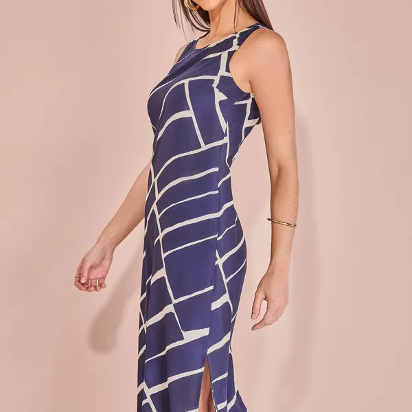 VESTIDO ESTAMPADO  MARINHO  MIDI MIRA VEST