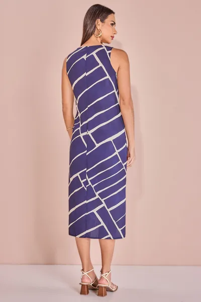 VESTIDO ESTAMPADO  MARINHO  MIDI MIRA VEST