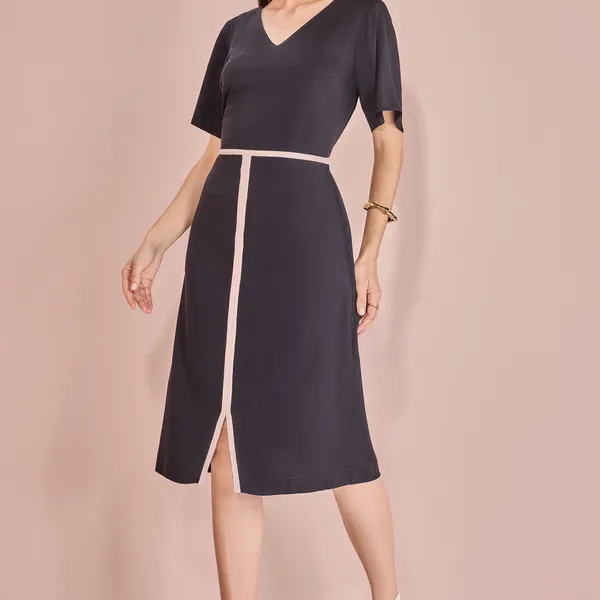 VESTIDO CHANEL DECOTE V PRETO MIRA VEST