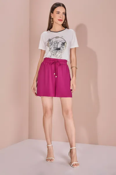 BERMUDA FUCSIA COM ELÁSTICO E CINTO MIRA VEST