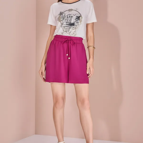 BERMUDA FUCSIA COM ELÁSTICO E CINTO MIRA VEST
