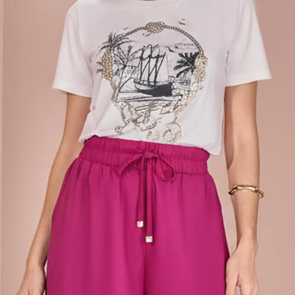 BERMUDA FUCSIA COM ELÁSTICO E CINTO MIRA VEST