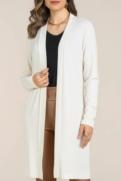 CARDIGAN MANGAS LONGAS PUNHO CANELADO OFF WHITE MI