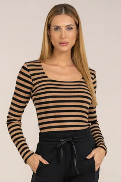 BLUSA DECOTE U MALHA CANELADA CASTANHA MIRA VEST