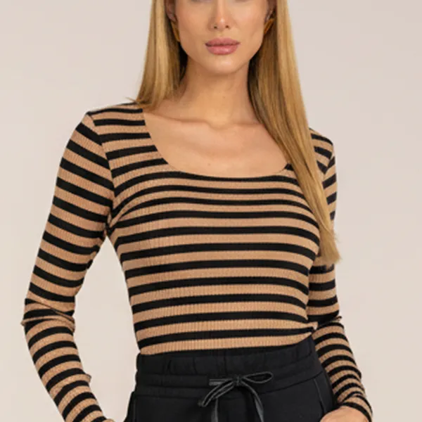 BLUSA DECOTE U MALHA CANELADA CASTANHA MIRA VEST