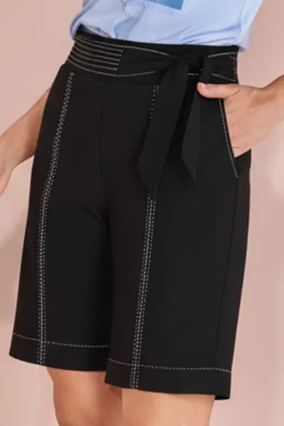 BERMUDA CINTO FIXO BOLSO FACA PRETO MIRA VEST