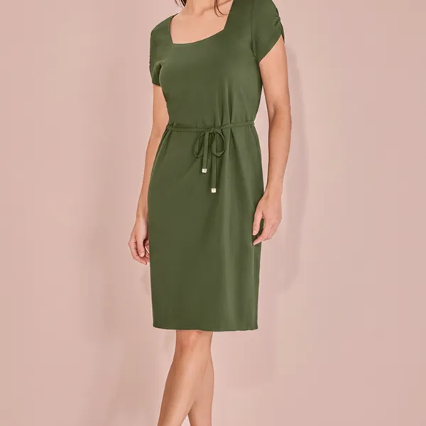 VESTIDO DEC0TE QUADRADO MANGA CURTA VERDE MENTA MI