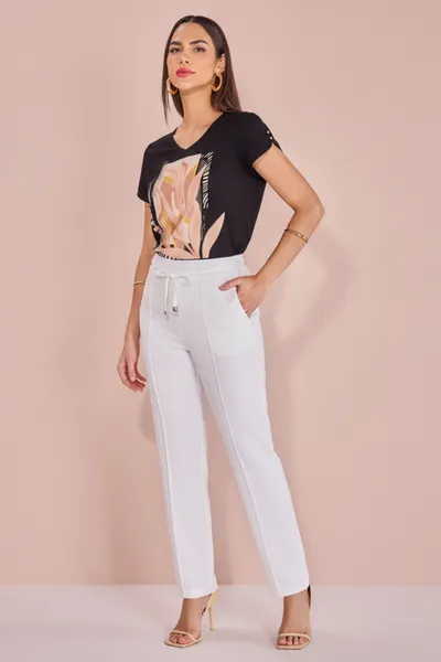 BLUSA MANGA CURTA COM BOTÕES DOURADOS PRETO MIRA V
