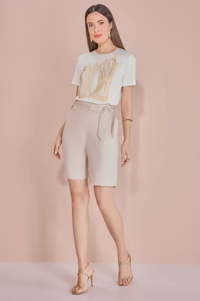 T-SHIRT MANGA CURTA DECOTE REDONDO OFF WHITE MIRA T-SHIRT MANGA CURTA DECOTE REDONDO OFF WHITE MIRA