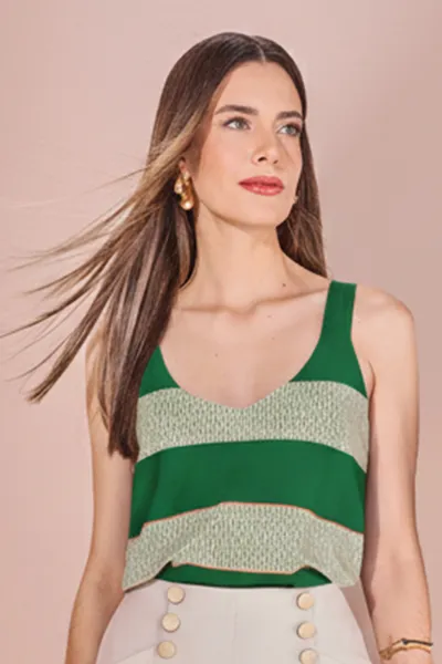 BLUSA DECOTE EM V COM ALÇAS VERDE MENTA MIRA VEST