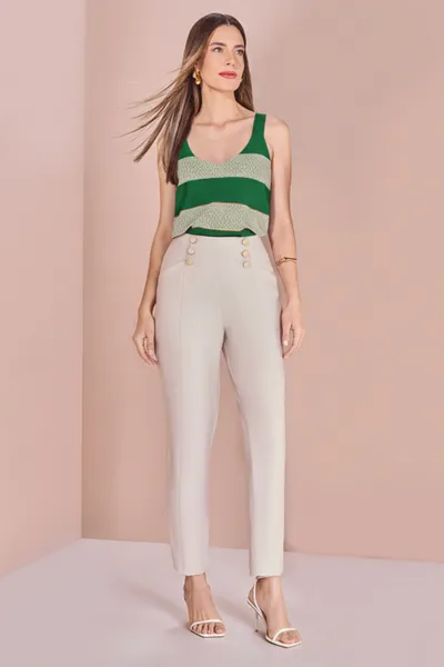 BLUSA DECOTE EM V COM ALÇAS VERDE MENTA MIRA VEST