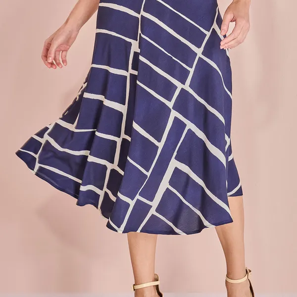 SAIA MIDI VISCOSE ESTAMPADA MARINHO MIRA VEST