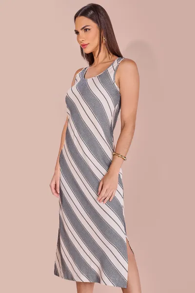 VESTIDO MIDI SEM MANGAS DECOTE REDONDO MARINHO MIR VESTIDO MIDI SEM MANGAS DECOTE REDONDO MARINHO MIR
