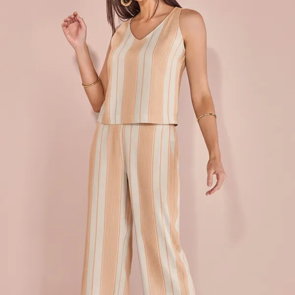 CONJUNTO BLUSA SEM MANGAS CALÇA PANTACOURT DAMASCO