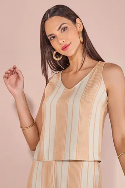 CONJUNTO BLUSA SEM MANGAS CALÇA PANTACOURT DAMASCO
