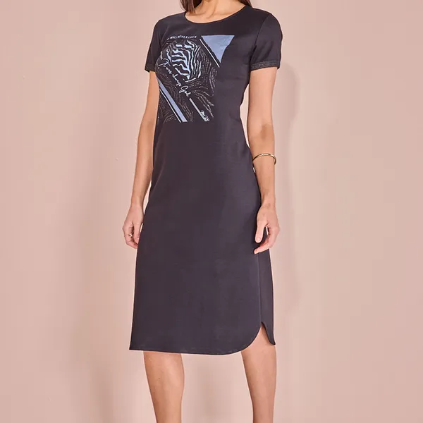 VESTIDO T-SHIRT MIDI MALHA  PRETO MIRA VEST
