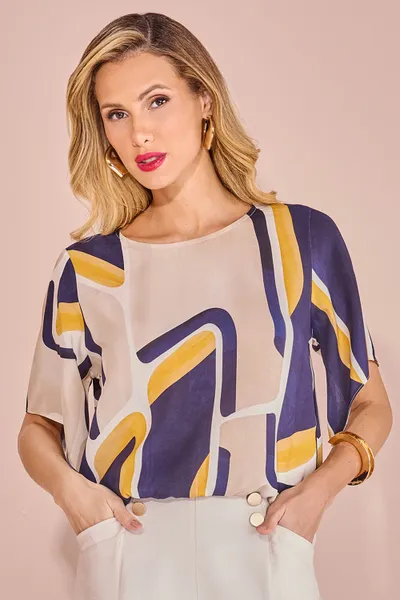 BLUSA CROPPED MANGA CURTA AMARELO MIRA VEST