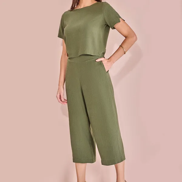 CONJUNTO CROPPED DECOTE CANOA CALÇA PANTACOURT MAT