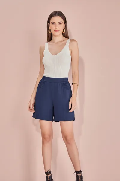 BERMUDA ALFAIATARIA BOLSO FACA AZUL MIRA VEST